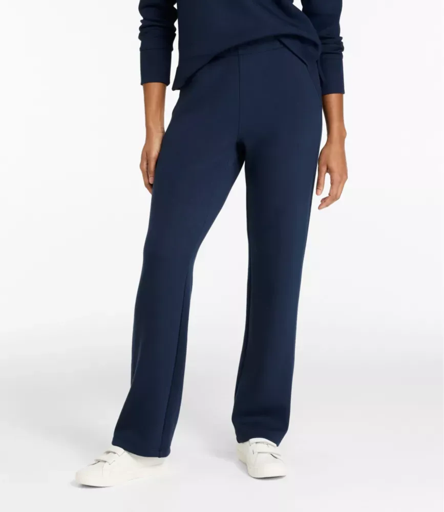 Calças L.L.Bean CloudSoft Femininas, Cintura Média, Perna Reta