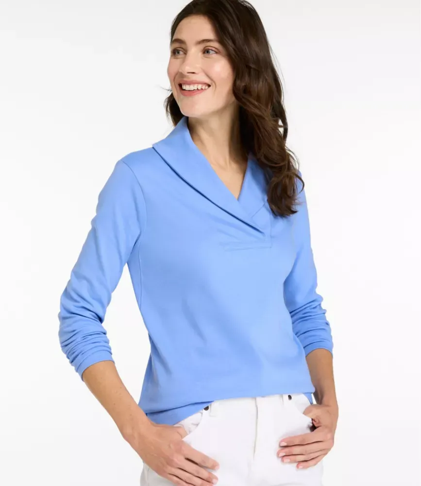 Pulôver Feminino L.L.Bean, Gola de Manga Comprida