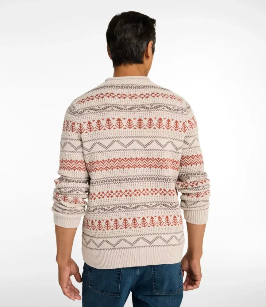 Suéter de Algodão Orgânico L.L.Bean para Homem, Gola Redonda, Fair Isle