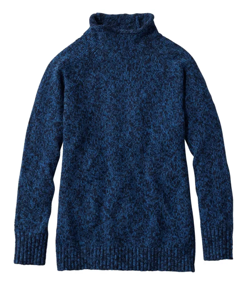 Suéter de Algodão Feminino, Pulôver com Gola em Funil