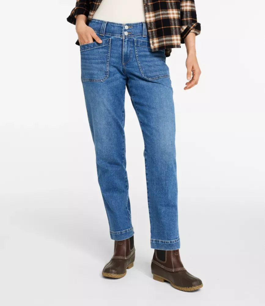 Calças de Denim para Mulher 1912 Field, Utilidade até o Tornozelo, Cintura Média