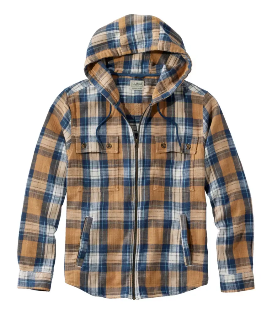 Camisa de Flanela Masculina 1912, Com Capuz, Corte Levemente Ajustado, Sem Amarração, Xadrez