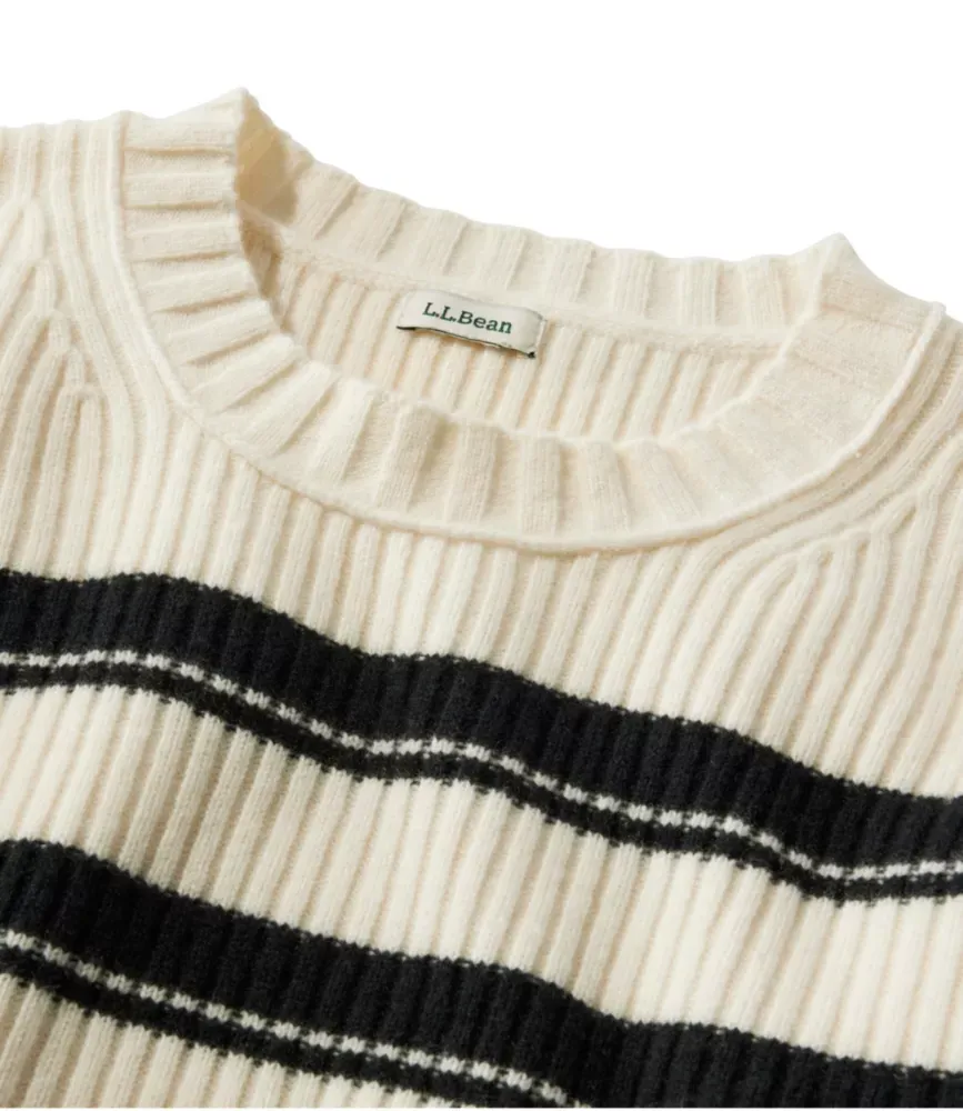 Suéter Feminino Herança Heirloom de Lã/Cashmere, Gola Redonda Listrada