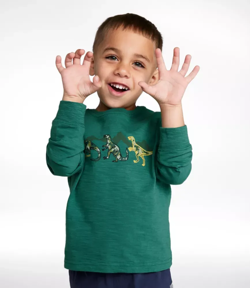 Camiseta Gráfica para Bebês e Crianças Pequenas, Manga Comprida com Brilho no Escuro
