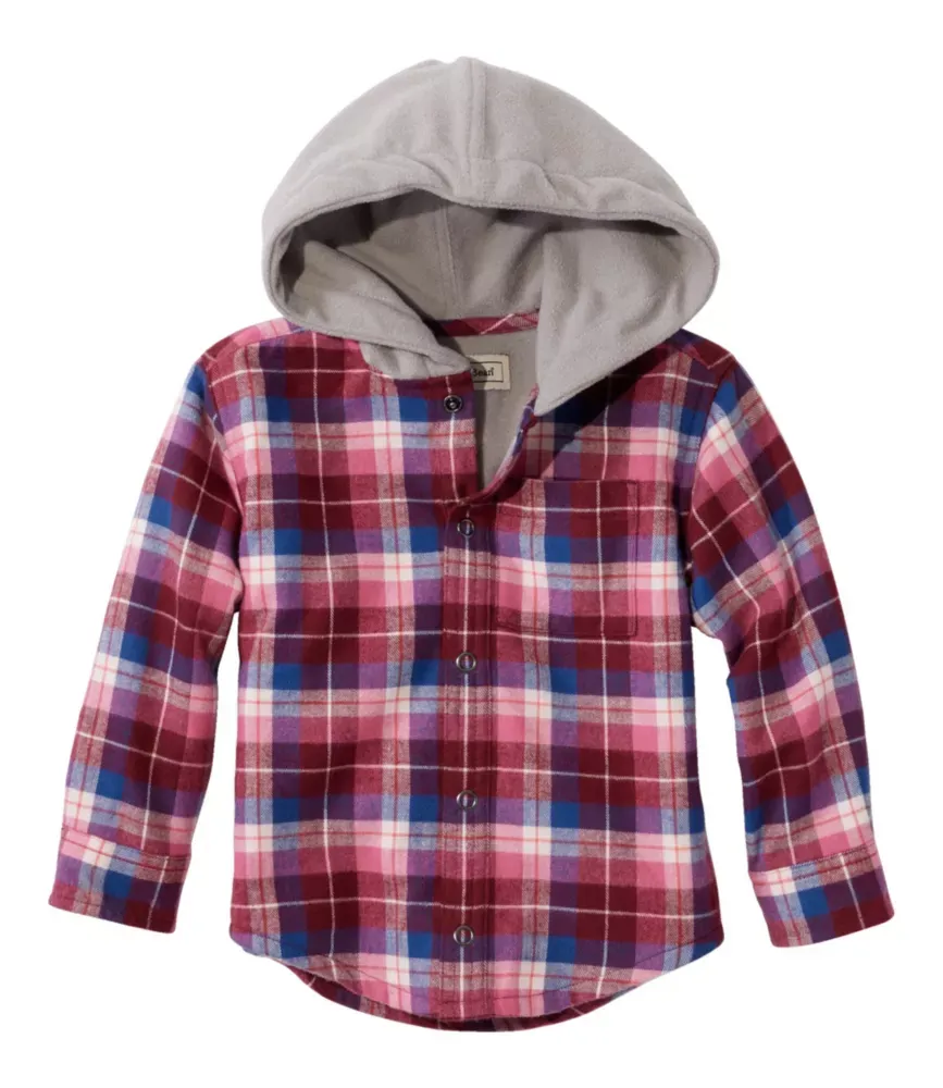 Camisa de Flanela Forrada com Fleece para Crianças em Fase de Primeiros Passos, Com Capuz