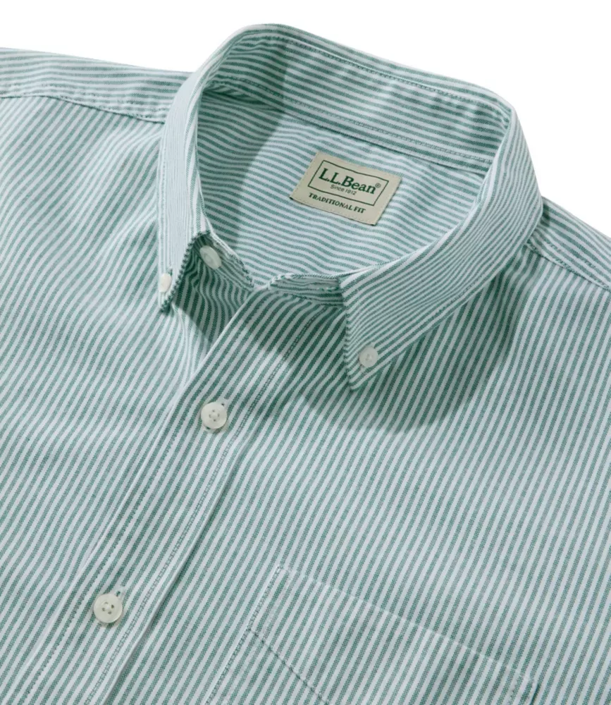 Camisa Oxford Masculina de Conforto com Elasticidade, Corte Tradicional de Fora da Calça, Listrada