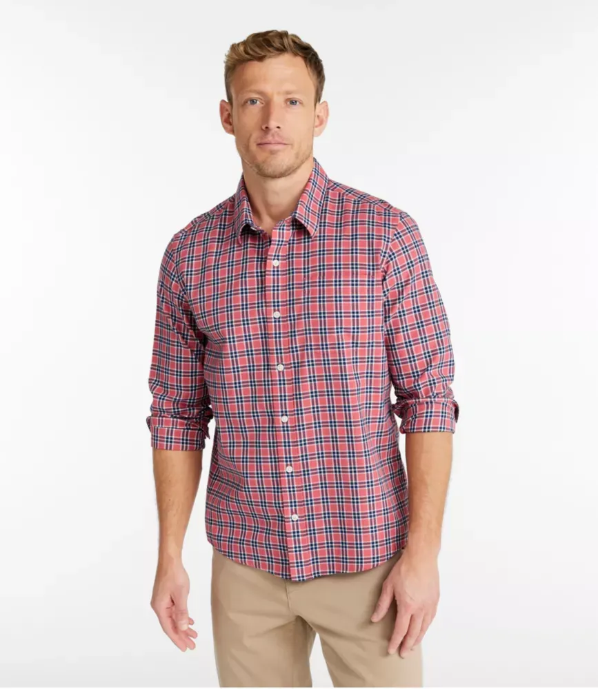Camisa de Algodão Escovado Ultramacio Sem Ondulações para Homem, Manga Comprida, Corte Levemente Ajustado, Sem Amarração