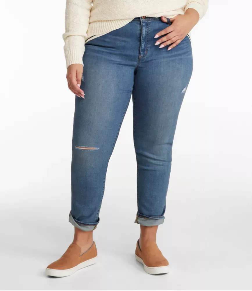 Jeans de Denim Orgânico Signature Feminino, Cintura Baixa e Perna Retangular