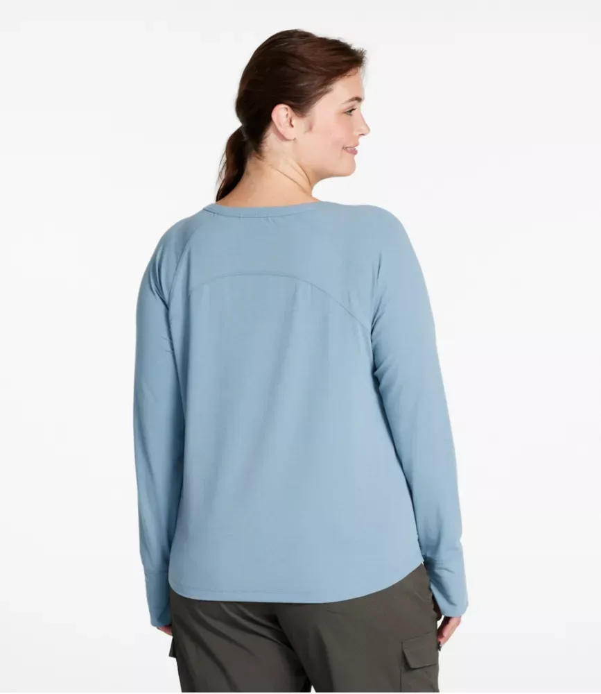 Camiseta de Rendimento com Riscas para Mulher, Gola em V com Gola Longa