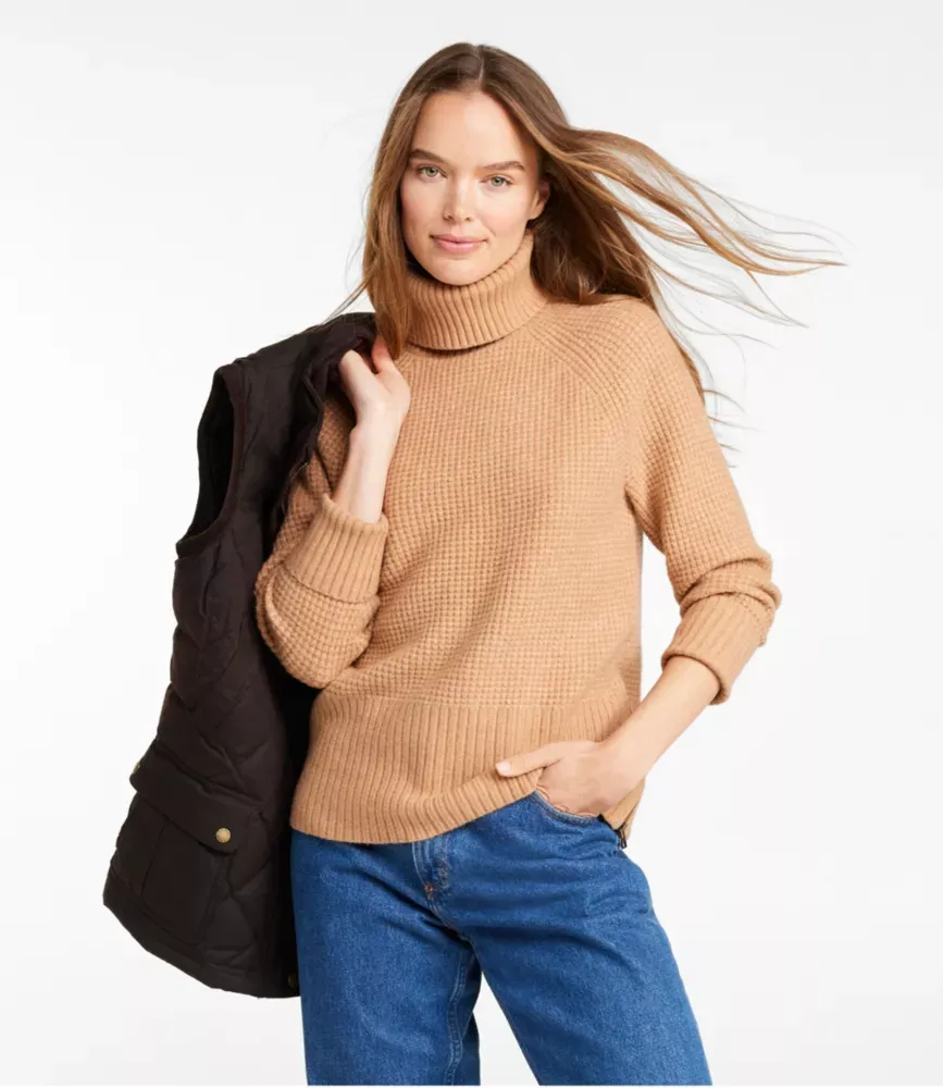 Suéter de Malha Waffle Supermacio para Mulher, Gola Alta