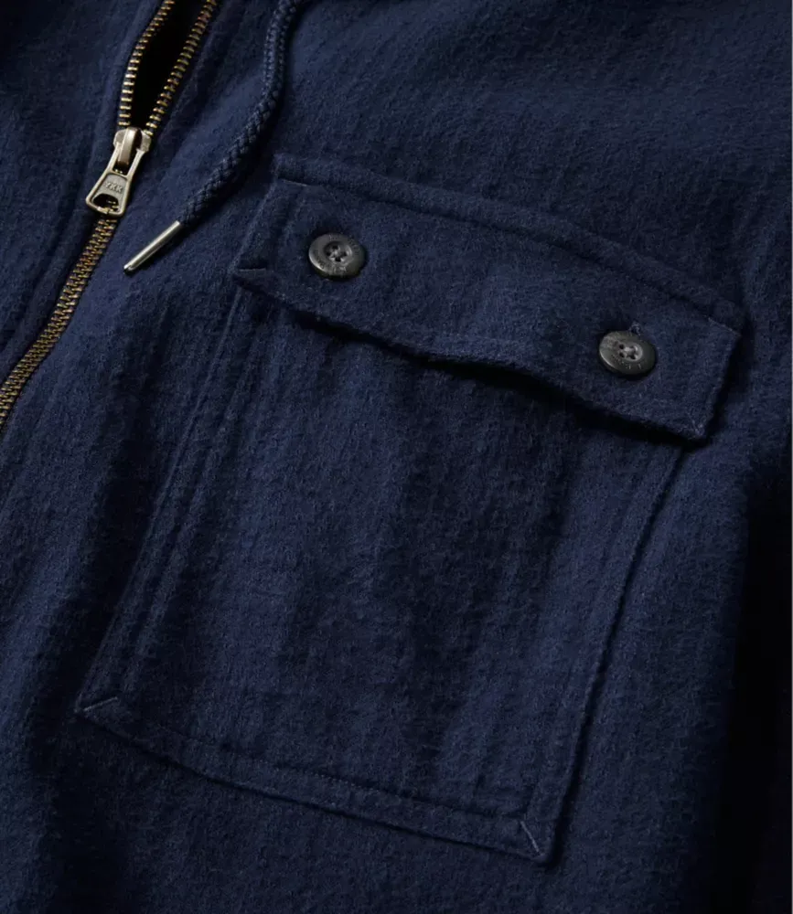 Camisa de Flanela Masculina 1912, Com Capuz, Corte Levemente Ajustado, Sem Amarrar