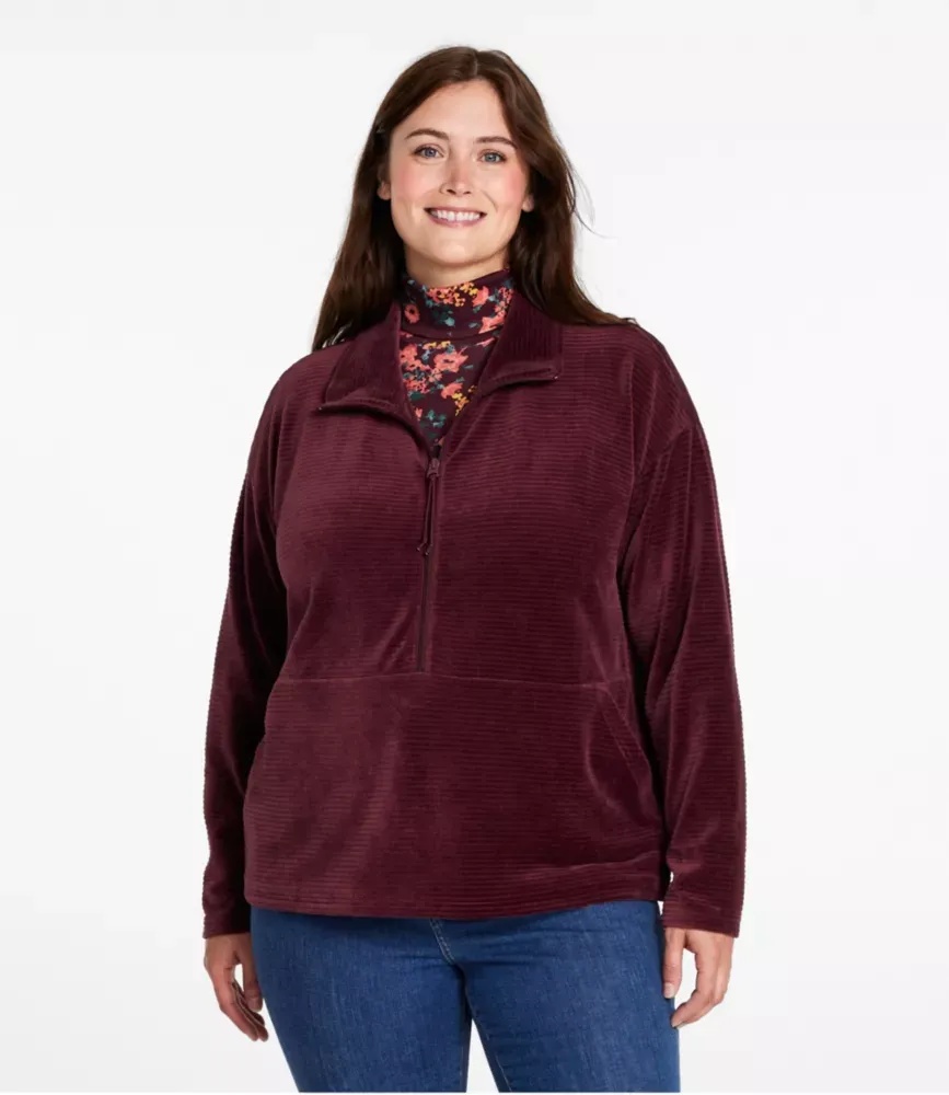 Pulôver de Cotelê Macio para Mulher, Meia-Camisa