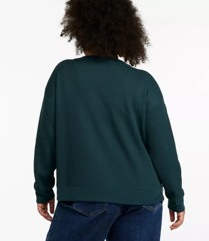 Top Feminino em Algodão com Textura Waffle, Decote em V