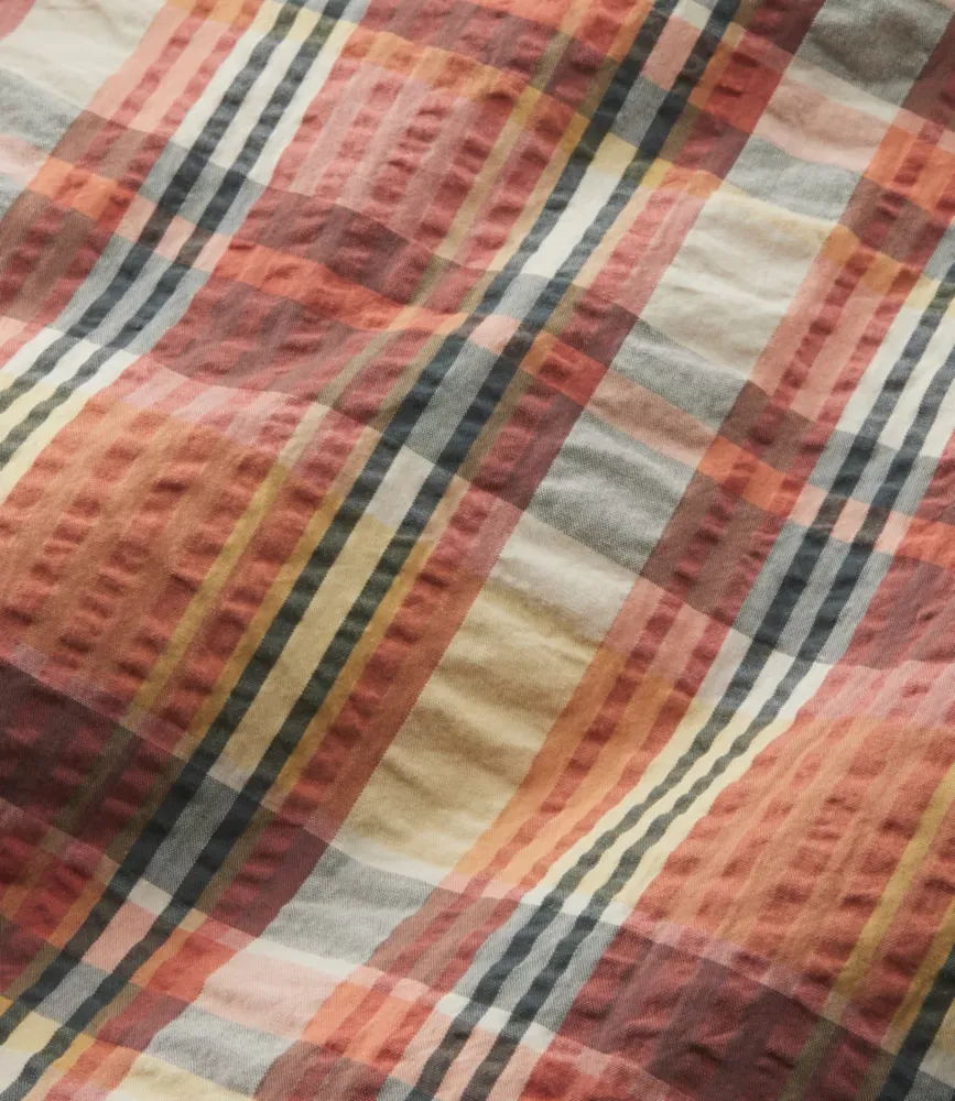 Camisa Masculina Signature Seersucker Madras, Levemente Ajustada, Manga Curta