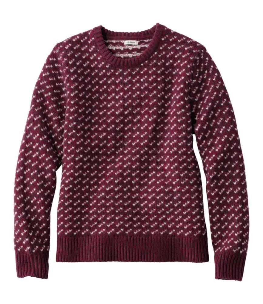 Suéter Clássico de Lã Ragg de Bean para Mulheres, Gola Redonda, Estilo Olho de Pássaro