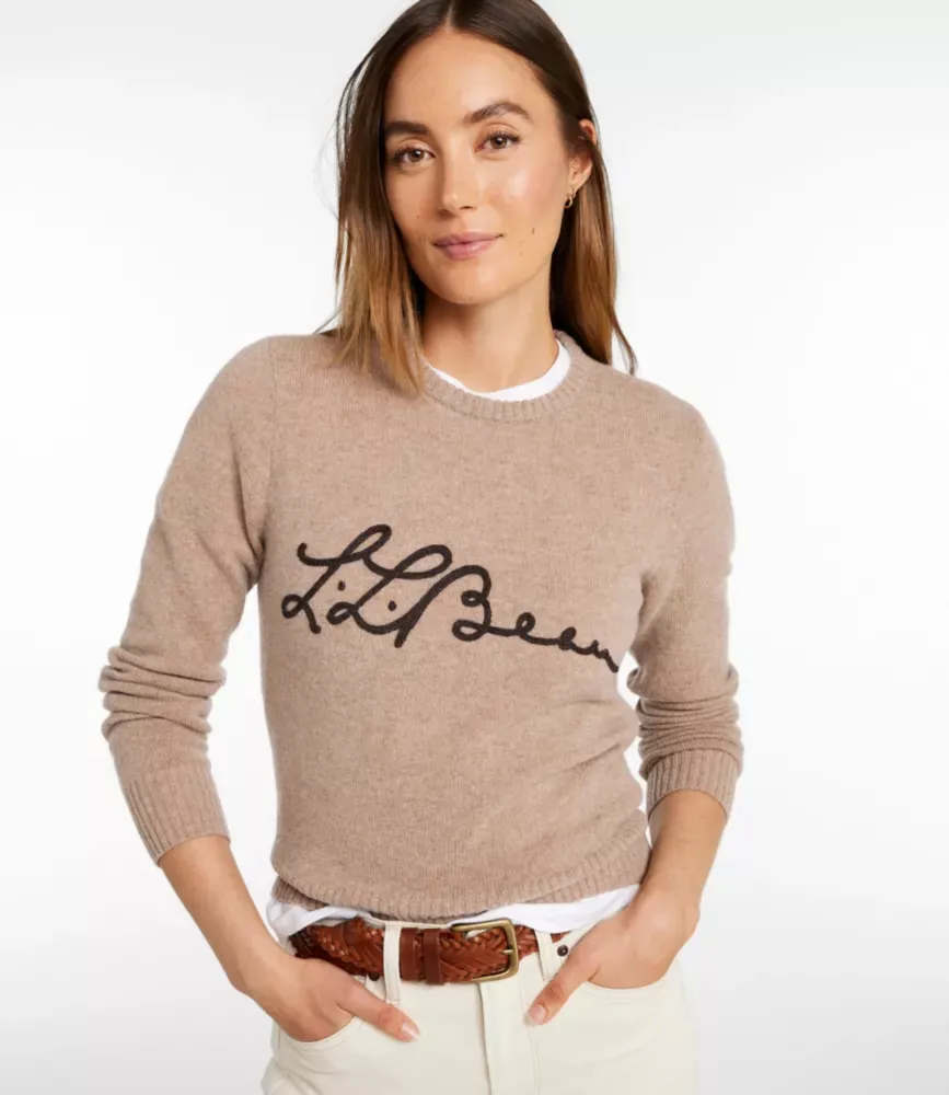 Suéter de Malha de Lã de Merino Signature Camp para Mulheres, Modelo Pullover