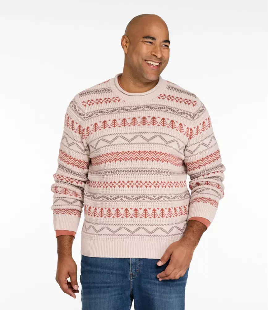 Suéter de Algodão Orgânico L.L.Bean para Homem, Gola Redonda, Fair Isle