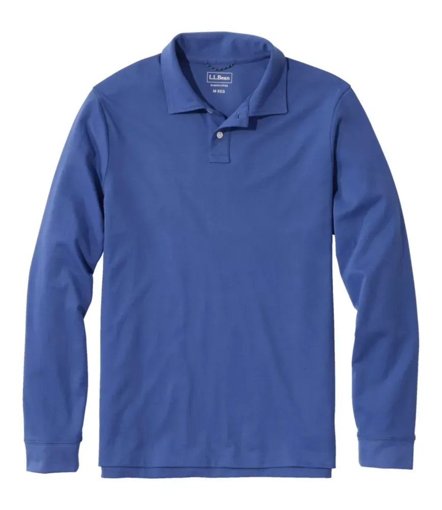 Polo Masculino de Desempenho Comfort Stretch®, Manga Comprida, Corte Levemente Ajustado