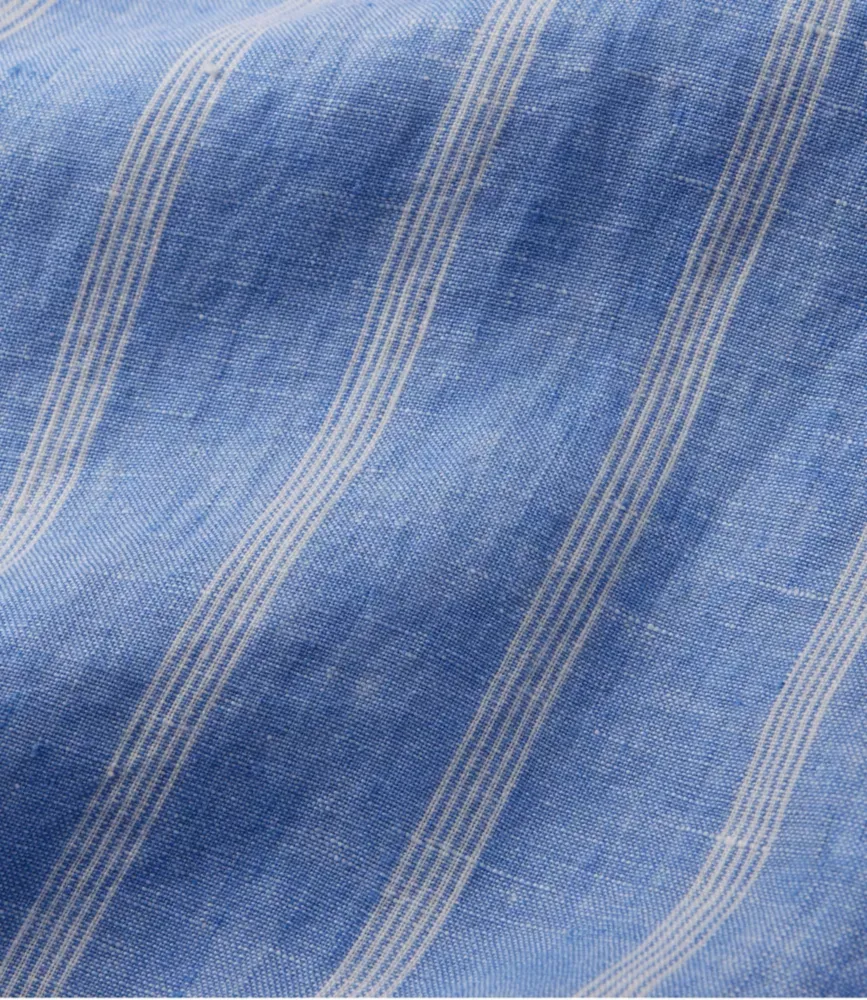 Camisa de Linho Premium Lavável para Mulher, Listrada com Gola Dividida