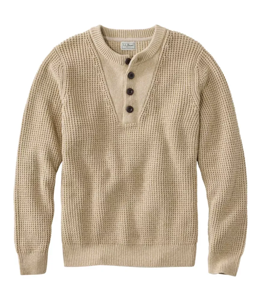 Suéter de Algodão Orgânico L.L.Bean para Homem, Estilo Henley