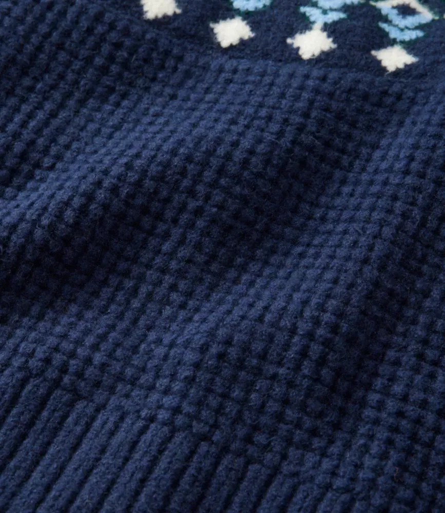 Suéter de Malha Waffle Supermacio Feminino, Gola Alta Fair Isle