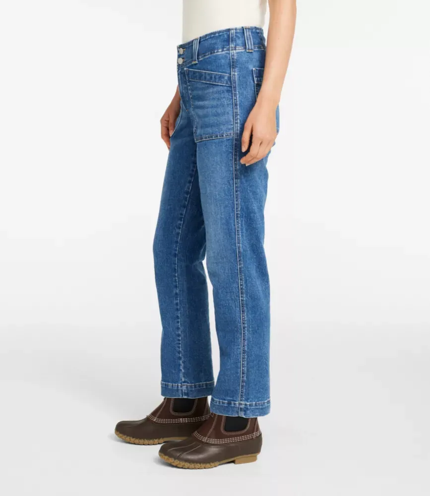 Calças de Denim para Mulher 1912 Field, Utilidade até o Tornozelo, Cintura Média