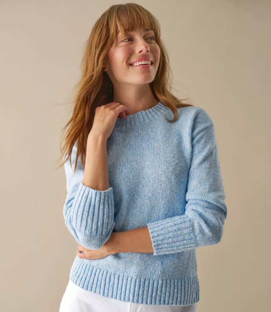 Suéter de Algodão Feminino, Gola Redonda