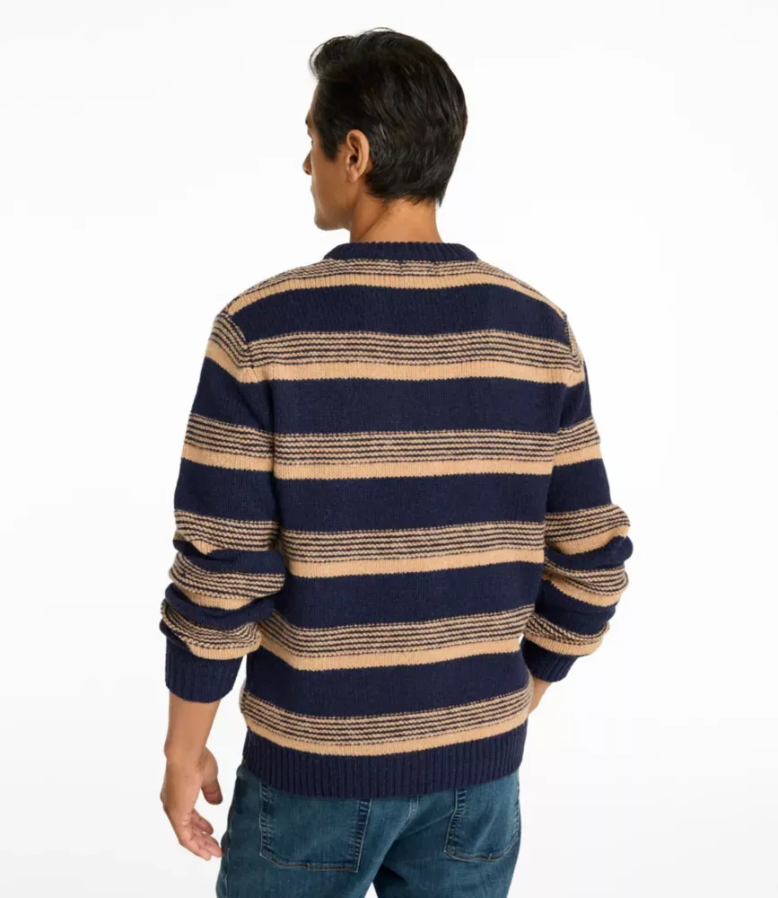 Suéter Clássico de Lã Ragg Bean's para Homens, Gola Redonda, Listrado