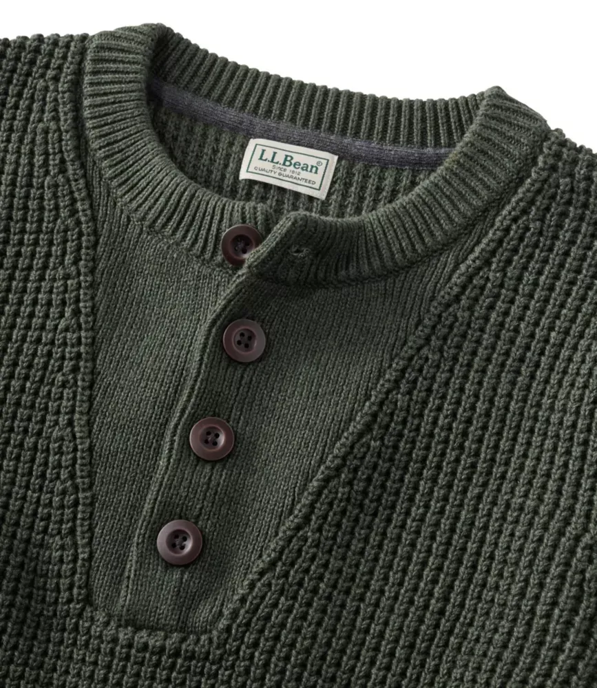 Suéter de Algodão Orgânico L.L.Bean para Homem, Estilo Henley