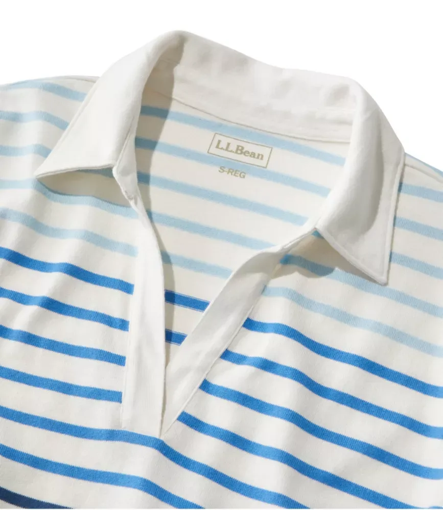 Camisola Feminina Heritage Mariner, Gola Dividida, Manga Três Quartos, Listrada