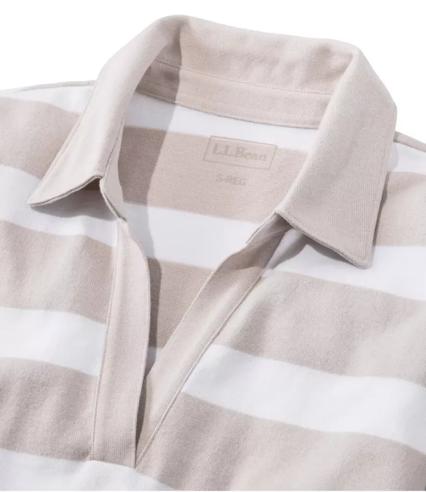 Camisola Feminina Heritage Mariner, Polo com Gola Dividida, Manga Três Quartos, Listras Bloco