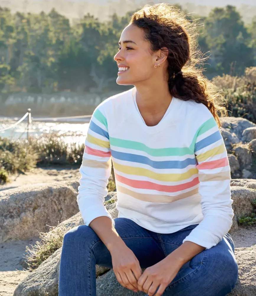 Moletom com Gola Redonda Peaks Island Feminino, Listrado