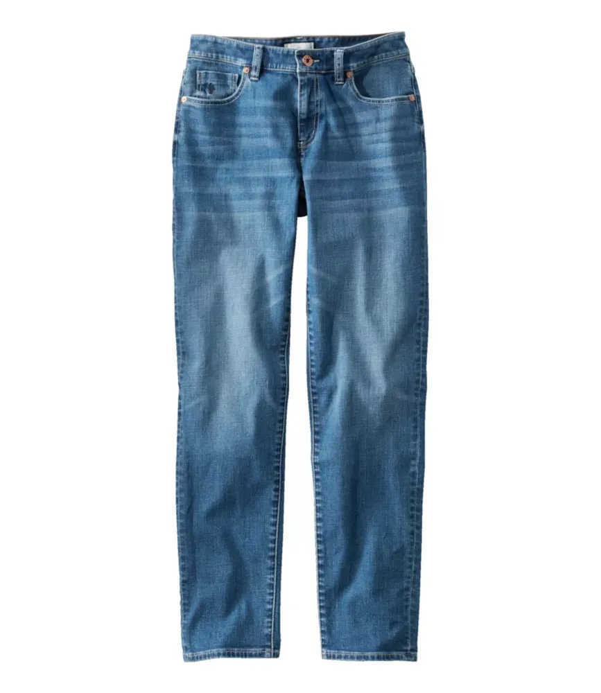 Jeans de Denim Orgânico Signature Feminino, Cintura Baixa e Perna Retangular