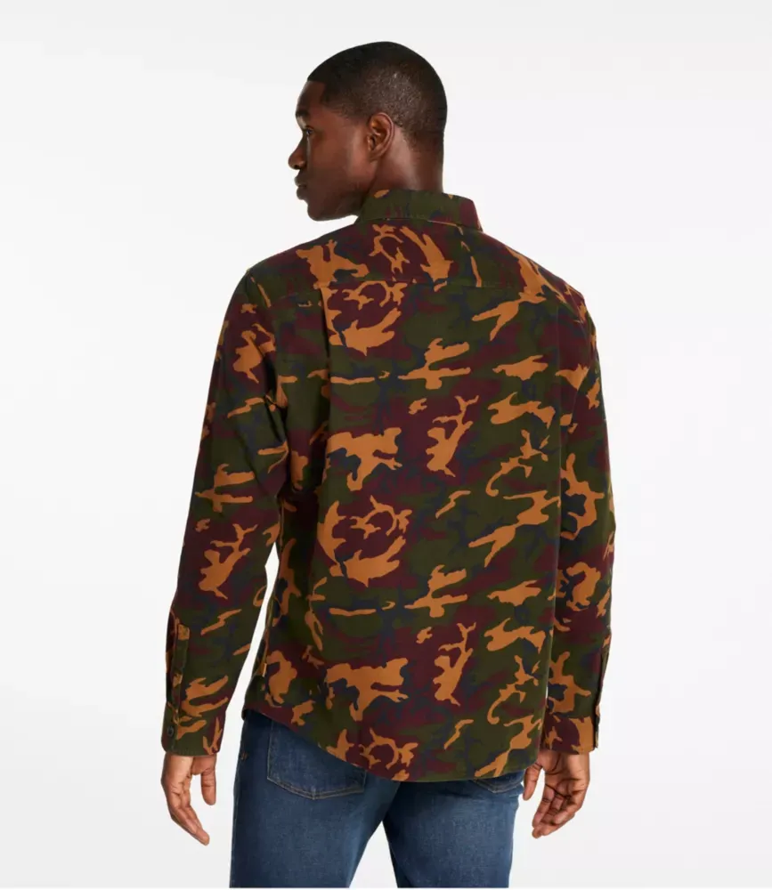 Camisa de Moleskin para Homens Bean's, Corte Levemente Ajustado, Sem Amarração, Estampada