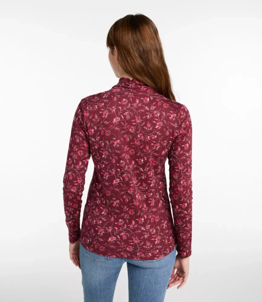 Camiseta Feminina de Algodão Pima, Manga Longa com Estampa