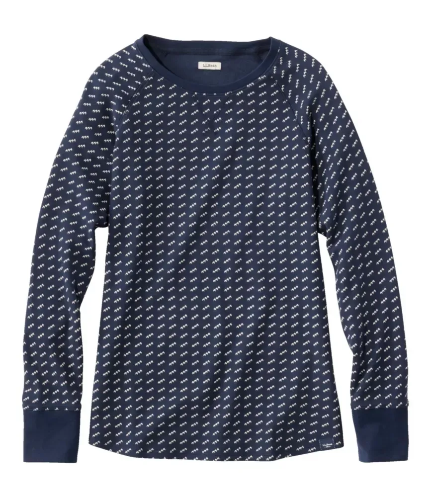 Camiseta Feminina Mini-Waffle Antiencolhimento, Manga Comprida e Gola Redonda com Listras