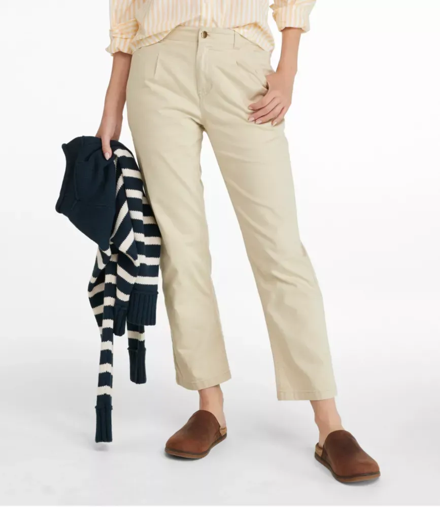 Chinos Plissados de Algodão Fácil Signature Femininos, até o Tornozelo