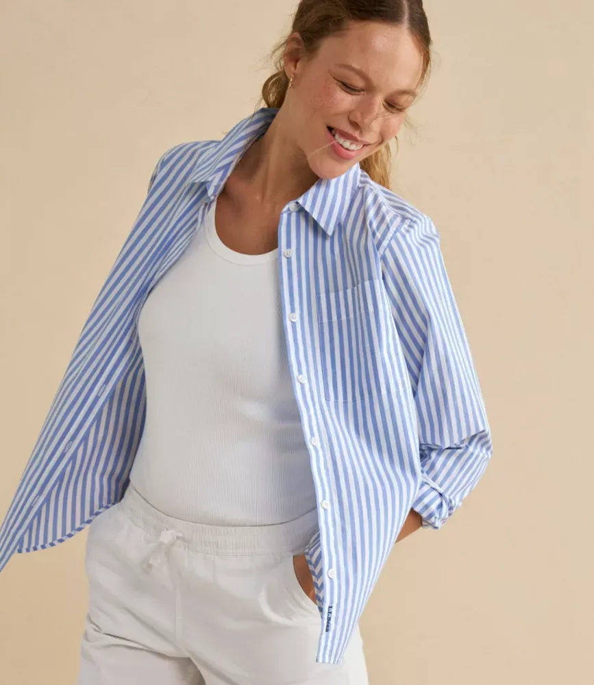 Camisa Feminina de Popeline de Algodão Essencial, Manga Comprida