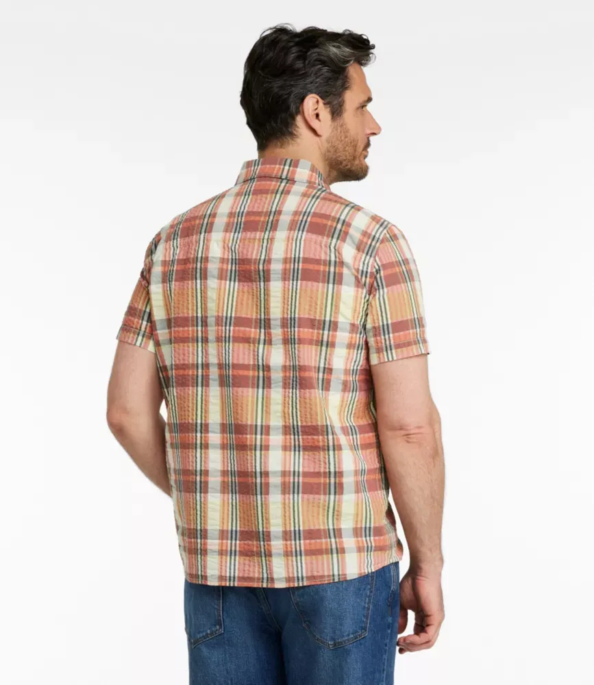 Camisa Masculina Signature Seersucker Madras, Levemente Ajustada, Manga Curta